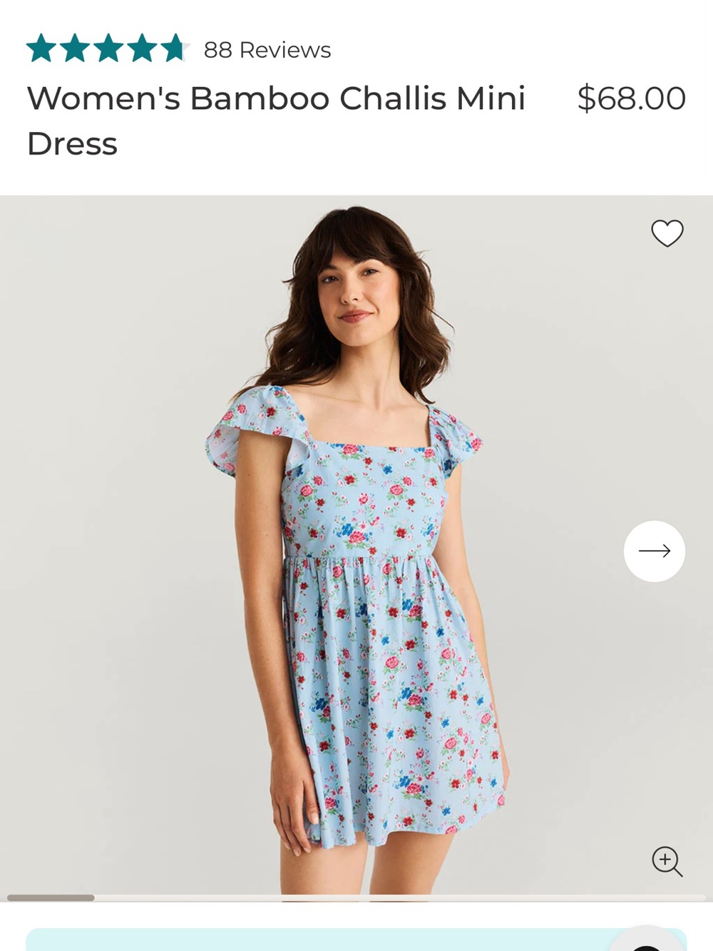 Posh Peanut Light Blue Floral Mini Dress